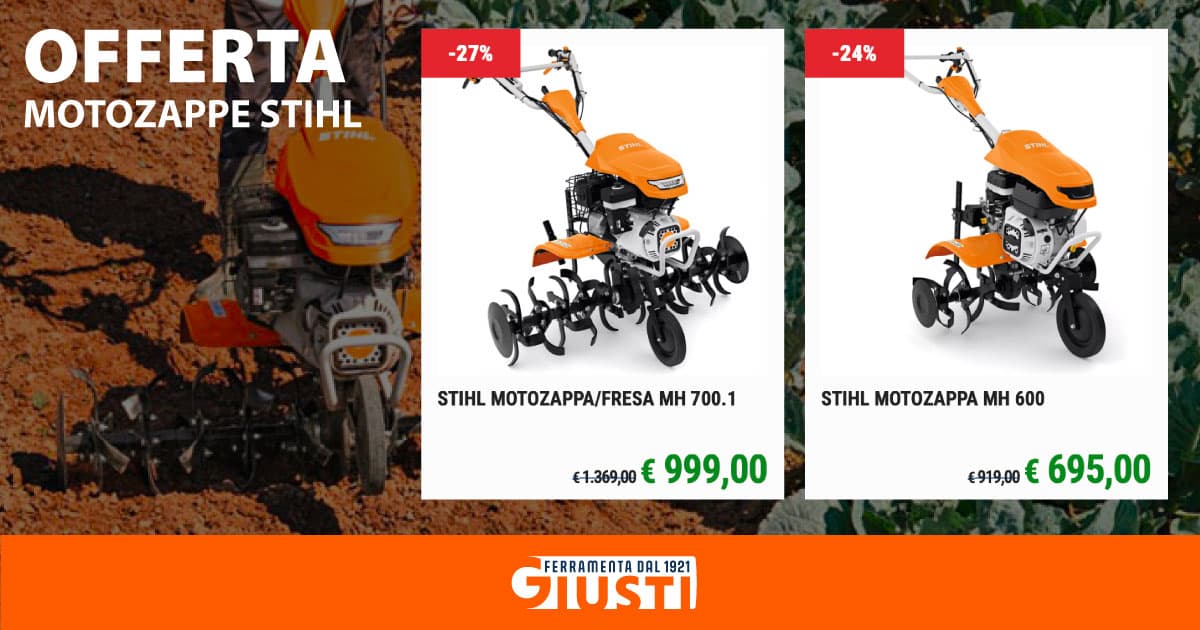 Terra da lavorare? Con la Motozappa Stihl hai la qualità tedesca e il prezzo imbattibile di Ferramenta Giusti. Oltre il 25% di sconto: un'occasione che non puoi lasciare andare.