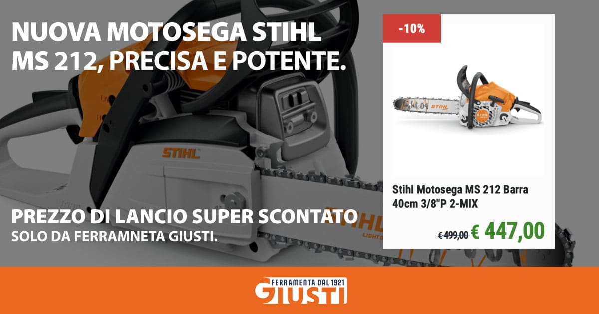 Nuova motosega STIHL MS 212: la forza della natura incontra la tecnologia più avanzata. Motosega MS 212 solo da Ferramenta Giusti.