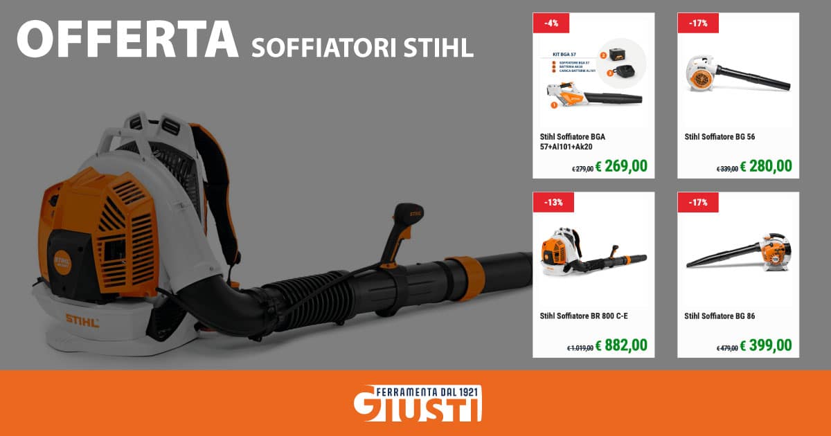 Soffiatori STIHL con tecnologia tedesca per ogni esigenza. Dalla potenza professionale alla praticità domestica, con sconti imperdibili fino al 27%.