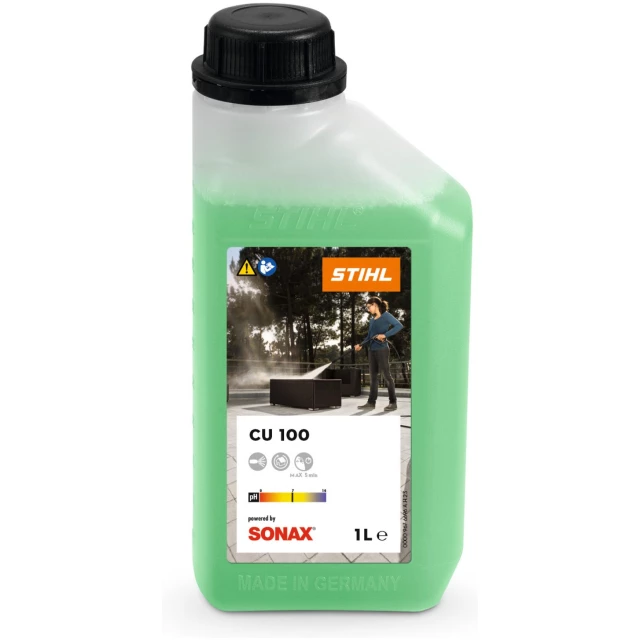 Il Detergente universale CU 100 di STIHL è una soluzione versatile ideale per la pulizia di superfici dure sia in ambienti domestici che in giardino....