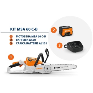 Il KIT motosega a batteria MSA 60 C-B è composto da batteria AK 20 e caricabatterie AL 101.rn La Motosega a batteria MSA 60 C-B di STIHL...