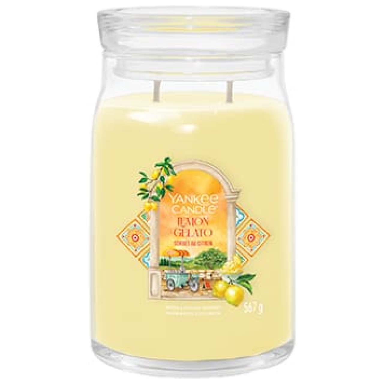 La candela Lemon Gelato Š una sinfonia di freschezza e dolcezza che evoca l'atmosfera di una calda giornata estiva. Le note di testa di limone...