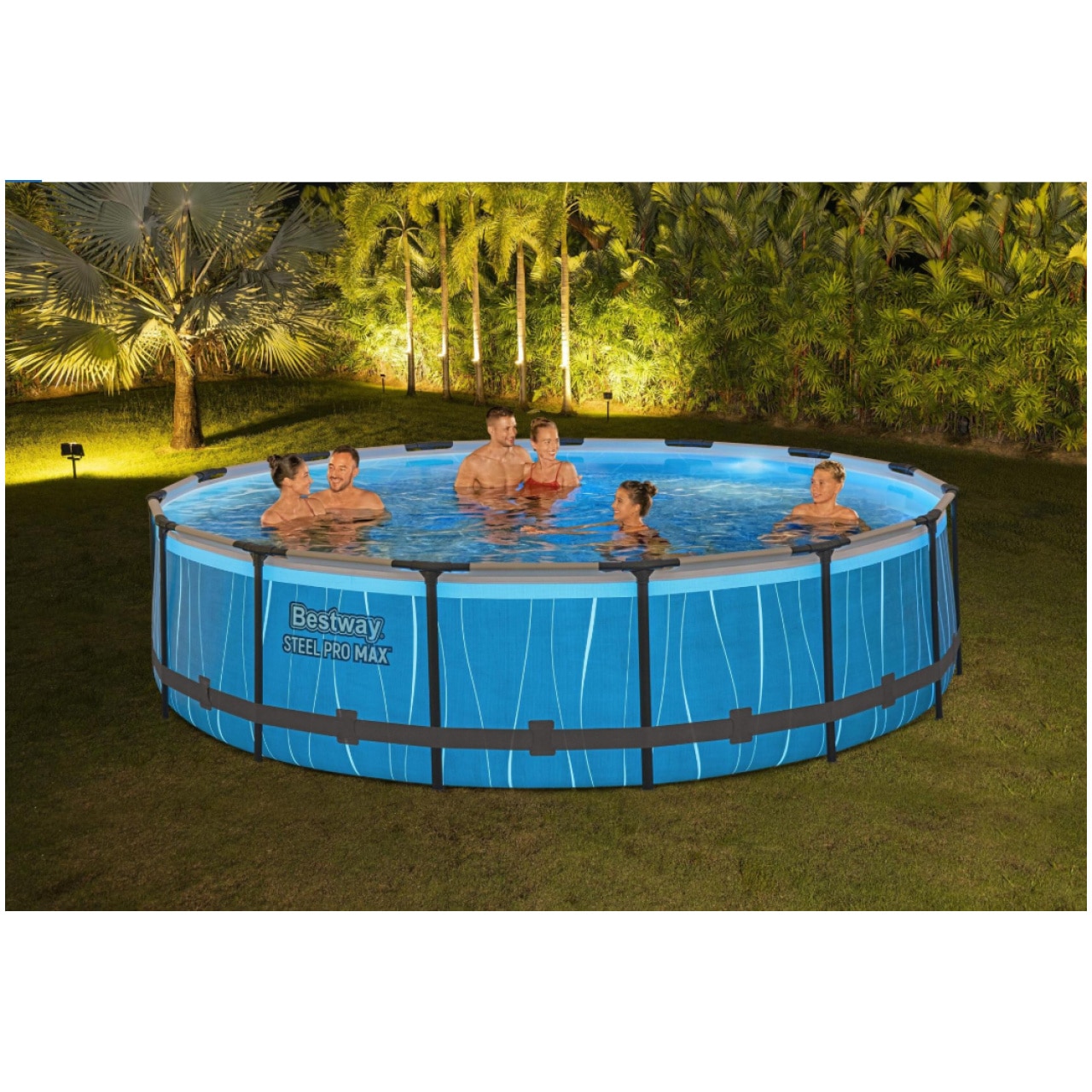 Scopri il piacere dell'estate direttamente nel tuo giardino con la piscina fuori terra Bestway⌐ Steel Pro MAXT con luce LED, un modello spazioso,...