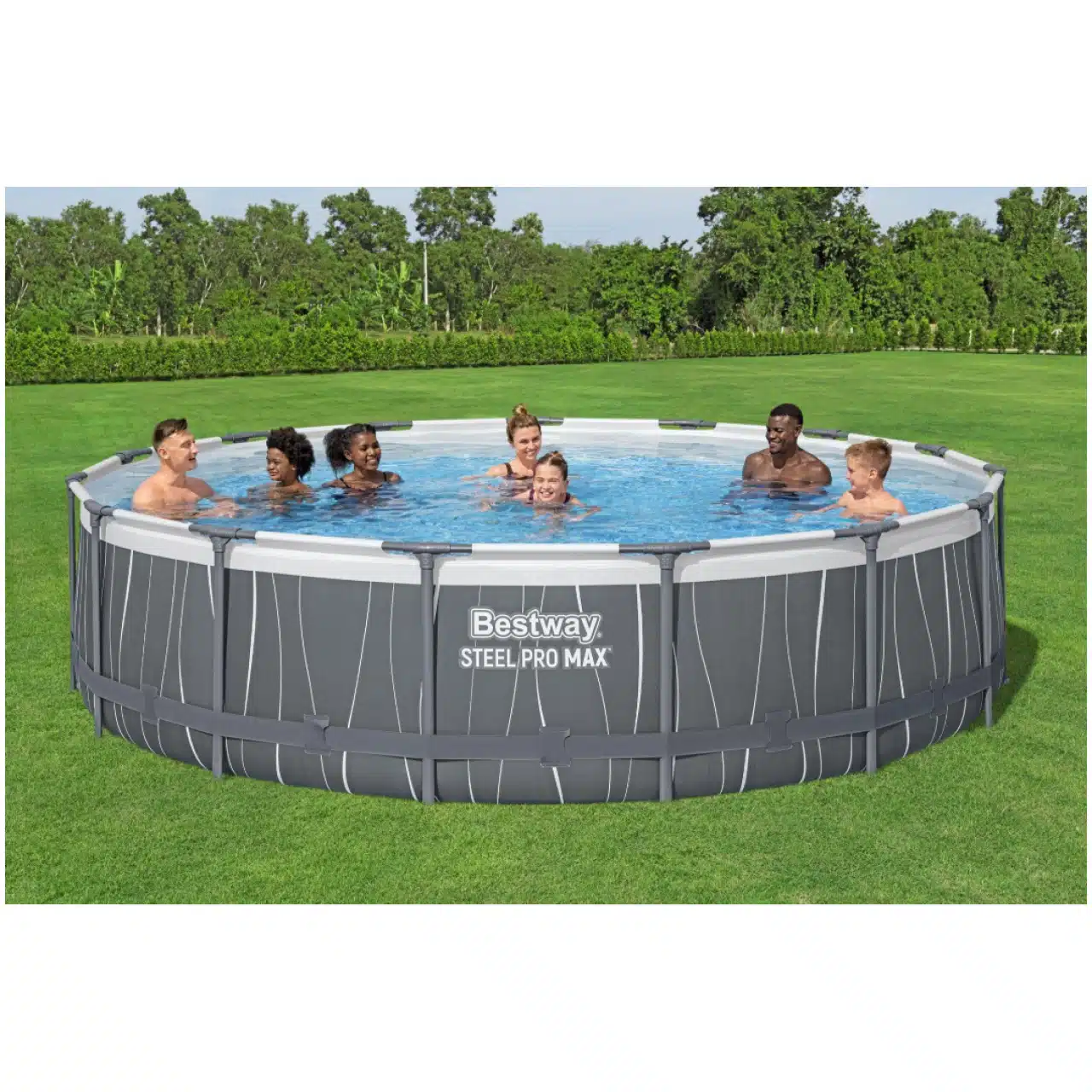 Scopri il piacere dell'estate direttamente nel tuo giardino con la piscina fuori terra Bestway⌐ Steel Pro MAXT con luce LED, un modello spazioso,...