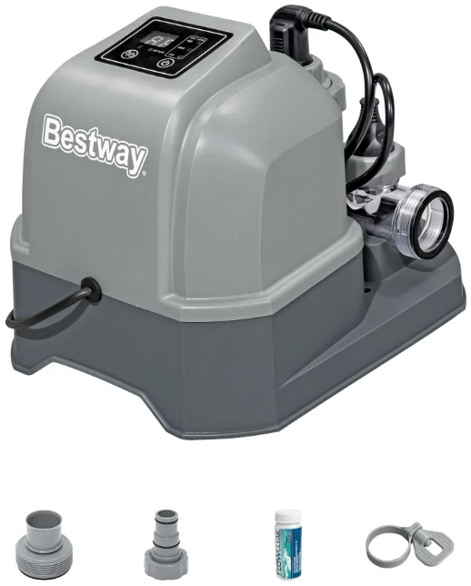 BESTWAY CLORINATORE A ELETTROLISI 6 G/H Con il clorinatore a elettrolisi Bestway da 6 g/h, la manutenzione della tua piscina diventa finalmente semplice, automatica e naturale. Grazie alla...