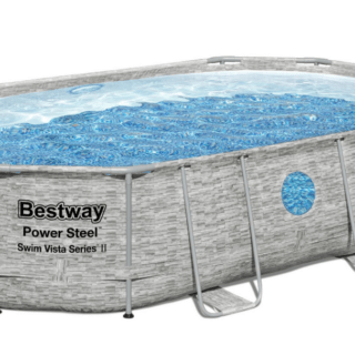 Vivi un'estate all'insegna del divertimento e del relax con la piscina Bestway Power Steel Swim Vista SeriesT SplashView, il modello ovale con oblò...