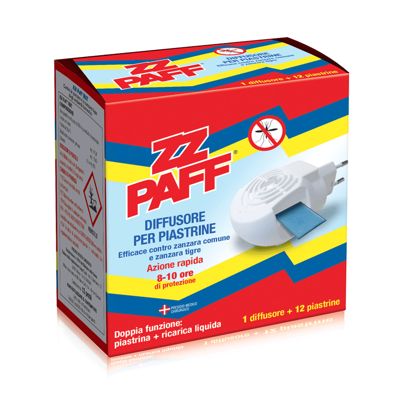 COPYR SPA PAFF DIFFUSORE PER PIASTRINE+12 PIASTRINE Le sere d'estate sono fatte per rilassarsi, aprire le finestre e godersi il fresco, ma spesso il ronzio insistente delle zanzare rischia di rovinare...