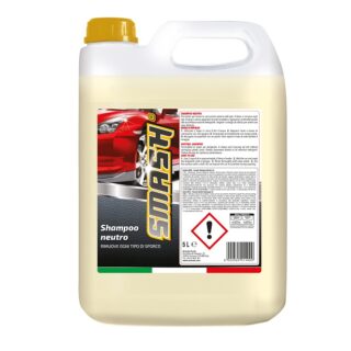 Shampoo neutro in tanica da 5 L per lavaggio manuale della carrozzeria. Deterge e sgrassa senza fosfati; diluizione consigliata 2 tappi in 8 L...