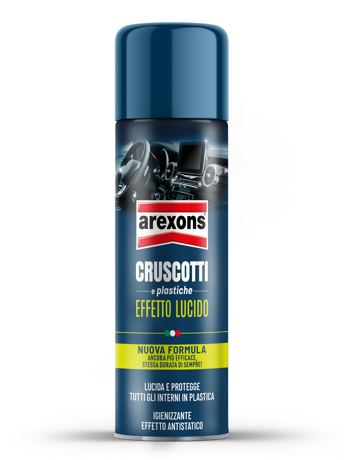 AREXONS CRUSCOTTI/PLASTICHE EFF. LUCIDO 400ml Spray da 400 ml per pulire, rinnovare e proteggere cruscotti e superfici interne. Formula senza profumo, azione antistatica e protezione contro...
