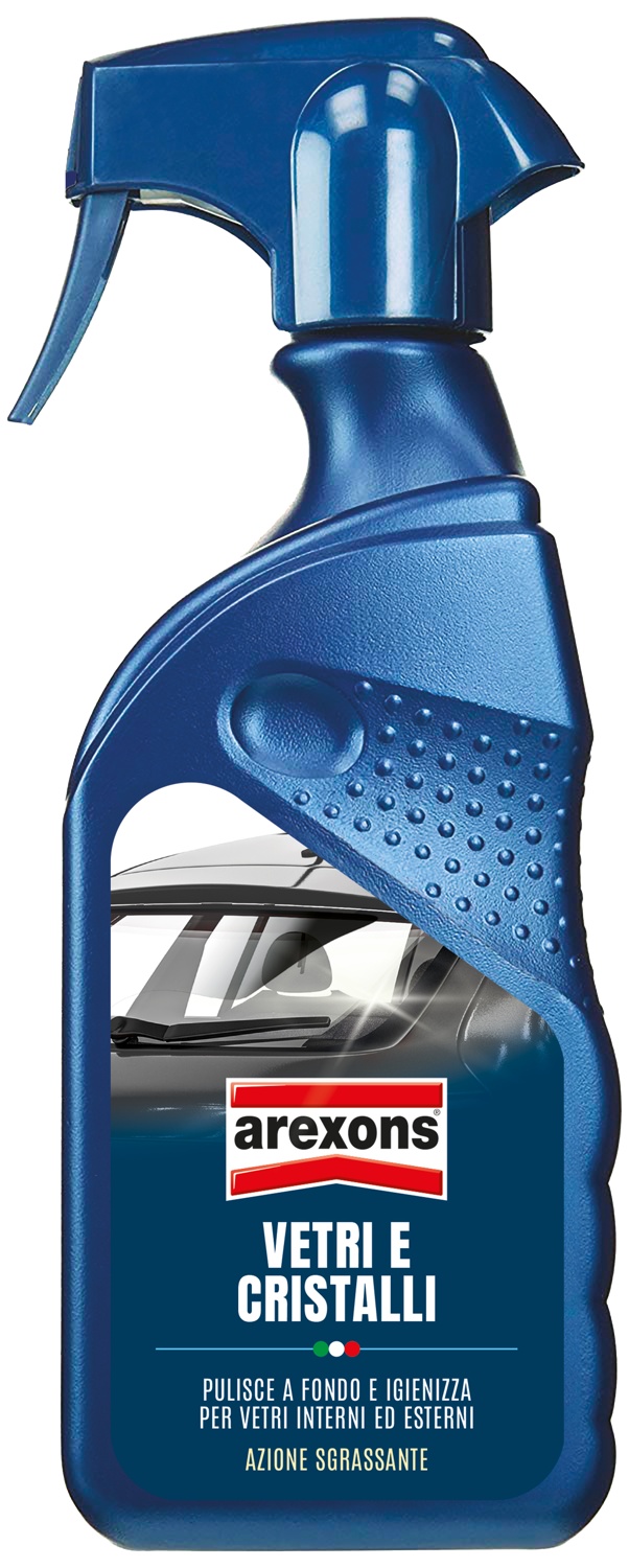 AREXONS SPA PULITORE VETRI & CRISTALLI ML 500 Detergente spray pronto all'uso per parabrezza, vetri e superfici trasparenti. Sgrassa, asciuga in fretta e non lascia aloni.rn Arexons Pulitore...