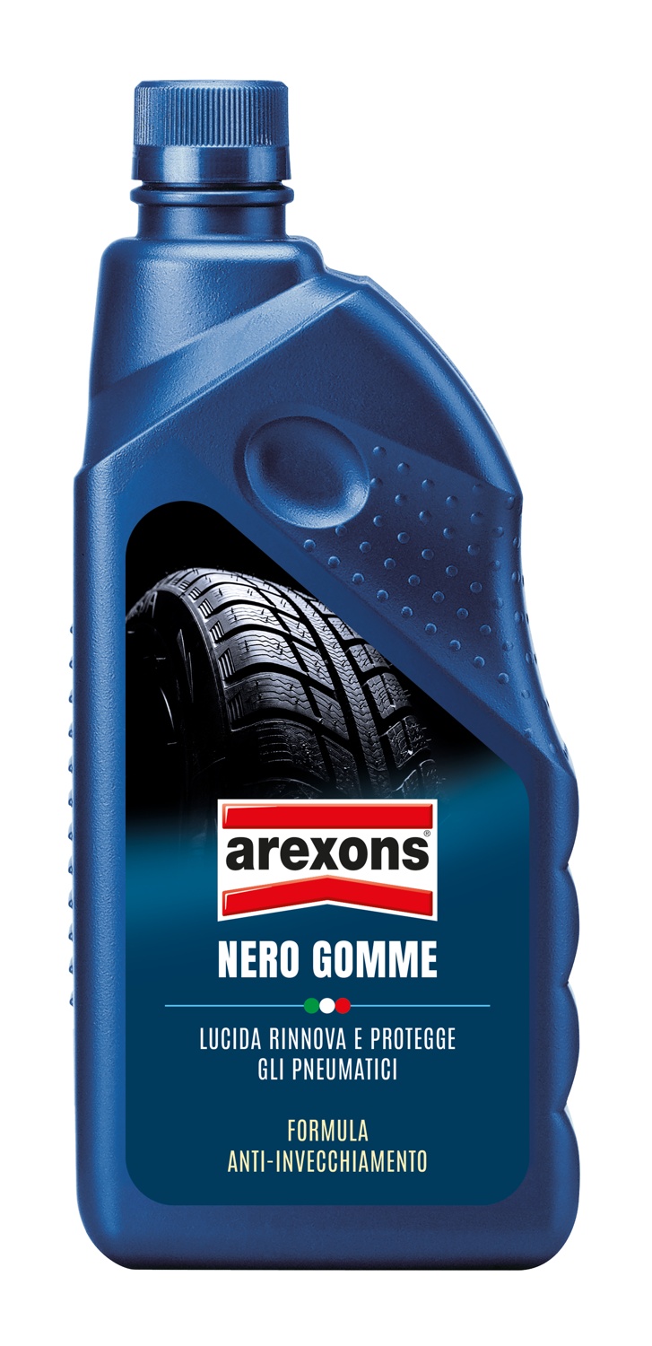 AREXONS SPA NERO GOMME C/SPUGNA 1LT Rinnovatore e protettivo per pneumatici e parti in gomma. Penetra nelle microporosità per mantenere elasticità e lasciare una finitura nera e...