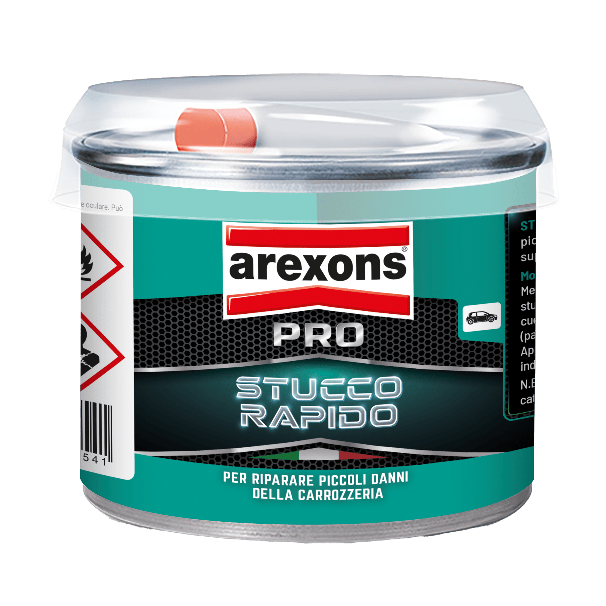 AREXONS STUCCO RAPIDO GR 200 Stucco bicomponente per carrozzeria in pasta, grigio chiaro, confezione 200 g con tubetto catalizzatore da 10 g. Adatto per riempire fori e fessure...