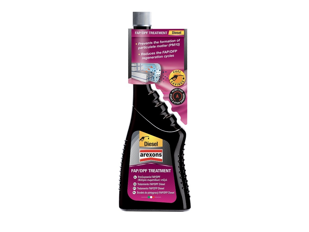 AREXONS DIESEL TRATT. FILTRO FAP DPF 250ML Additivo per serbatoio specifico per motori diesel con filtro antiparticolato (FAP/DPF). Un flacone da 250 ml tratta 40-50 L di gasolio per...