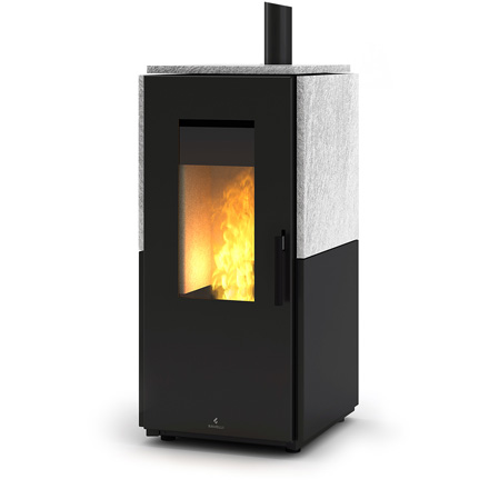 AICO SPA STUFA PELLET BLOCK 9 9,1KW Stufa a pellet ermetica con rivestimento in pietra, elettronica SmartTech e Wi-Fi integrato; ventilazione frontale, doppio sistema di pulizia...