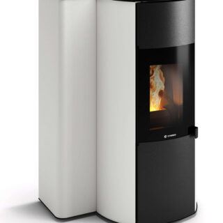 Stufa canalizzabile per pellet e cippatino calibrato, potenza diretta 10,1 kW ed efficienza nominale 94%. Ideale per riscaldare abitazioni fino a...