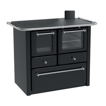 LINCAR CUCINA A LEGNA GAIA NERA Cucina a legna con focolare in ghisa, piastra in ghisa smaltata e forno a vista in acciaio inox; ideale per cucinare e riscaldare ambienti domestici...