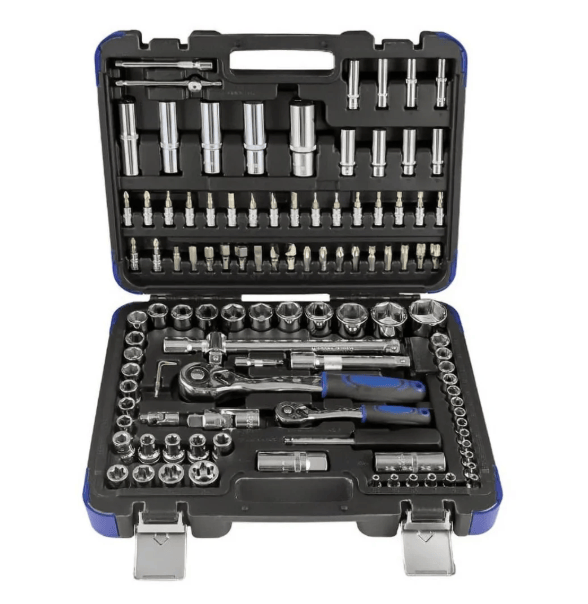 FERMEC CASSETTA 108pz BUSSOLE 1/2"-1/4" Valigetta di utensili da 108 pezzi JBM in acciaio Cr-V per manutenzione auto, moto e bricolage. Utensili organizzati in valigetta termoformata con...