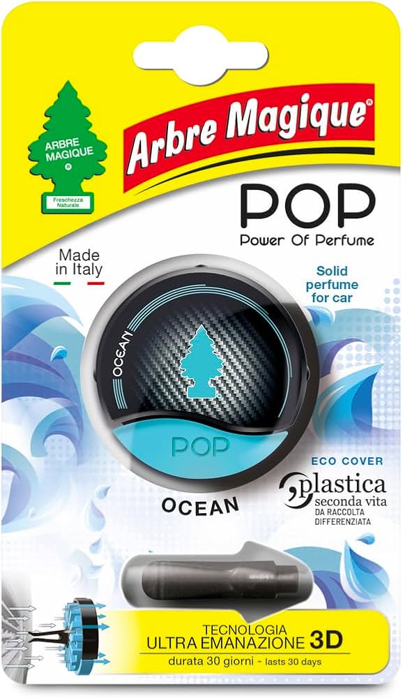 REGINATO F.LLI SRL ARBRE MAGIQUE AUTO MONO OCEAN Profumatore solido da fissare alla bocchetta d'aria: fragranza Ocean (pesca bianca, gelsomino e rosa) con design a lamelle 3D per diffusione...