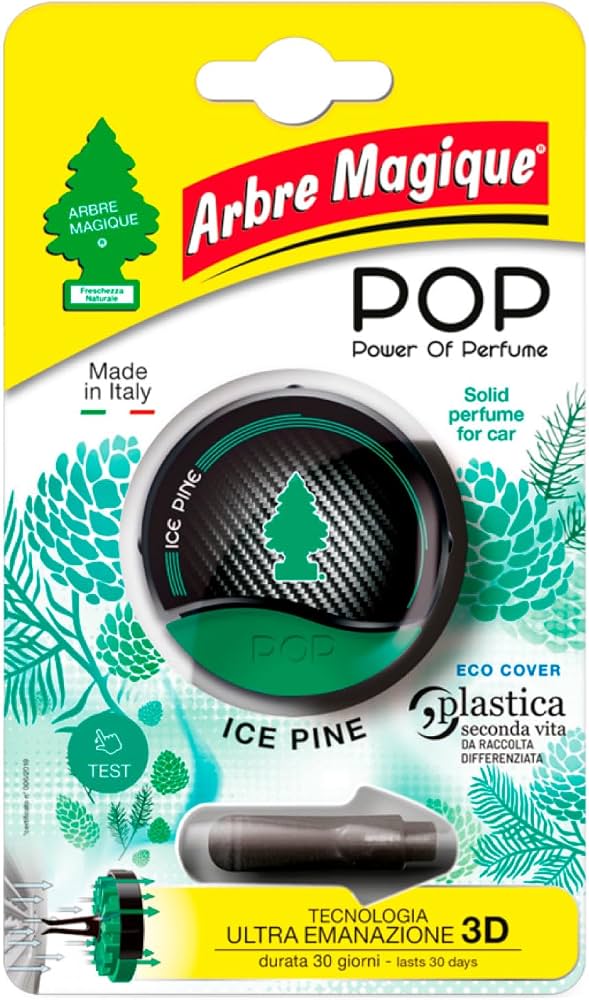 REGINATO F.LLI SRL ARBRE MAGIQUE ICE PINE Deodorante per bocchetta d'aerazione formato POP con clip. Fragranza Green Mint: profumo fresco di menta con note green, rilascio graduale fino a 30...