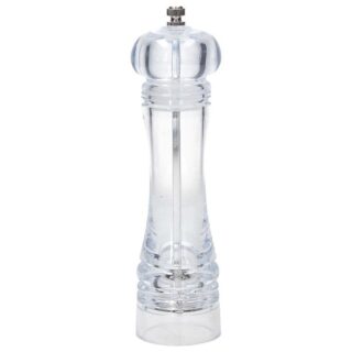 Macinapepe e macinasale manuale Mythos da 20 cm in polistirene trasparente con meccanismo in ceramica, adatto a uso domestico e professionale.rn Il...