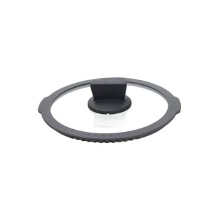 Coperchio scolatore in vetro temperato diametro 24 cm con bordo in silicone: ideale per coprire pentole da 24 cm e scolare liquidi mantenendo...