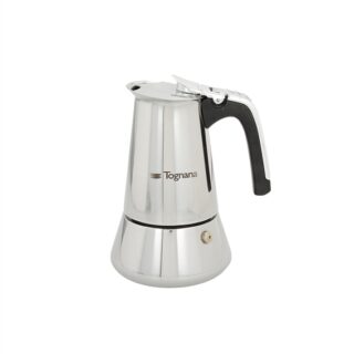 Caffettiera moka in acciaio inox 18/10 per 2 tazze, adatta anche all'induzione. Design compatto con manici ergonomici e fondo ad alto spessore;...