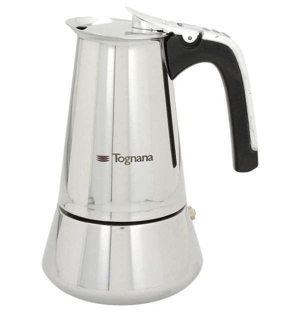 CAFFETT.4TZ ACC.INOX GRANCUCINA Caffettiera moka Tognana Riflex Induction da 4 tazze in acciaio inox 18/10, con fondo spesso compatibile con piani a induzione e manici in bachelite...