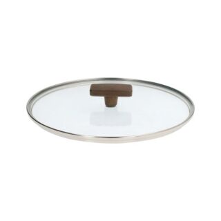 Coperchio in vetro bombato diametro 22 cm con foro sfiato, bordo in acciaio sottile e pomolo in bakelite. Ideale per controllare il vapore durante la...