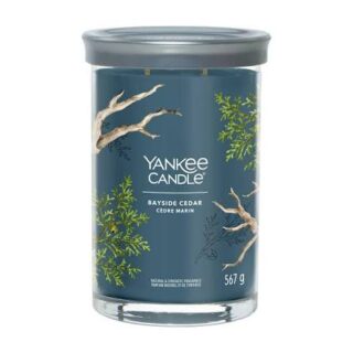 Candela profumata Yankee Candle 'Bayside Cedar' in formato Signature Large Tumbler (567 g) con due stoppini per una diffusione uniforme. Fragranza...
