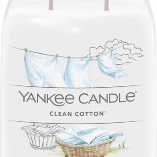 Candela profumata Yankee Candle Clean Cotton in formato Giara Grande Signature da 567 g, con blend di cera premium e due stoppini per una diffusione...