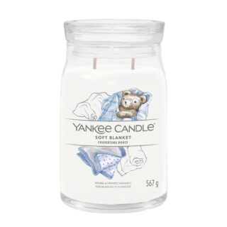Candela profumata Yankee Candle Soft Blanket in giara Signature da 567 g: fragranza Fresh & Clean con accenti vanigliati e ambrati, contenitore in...