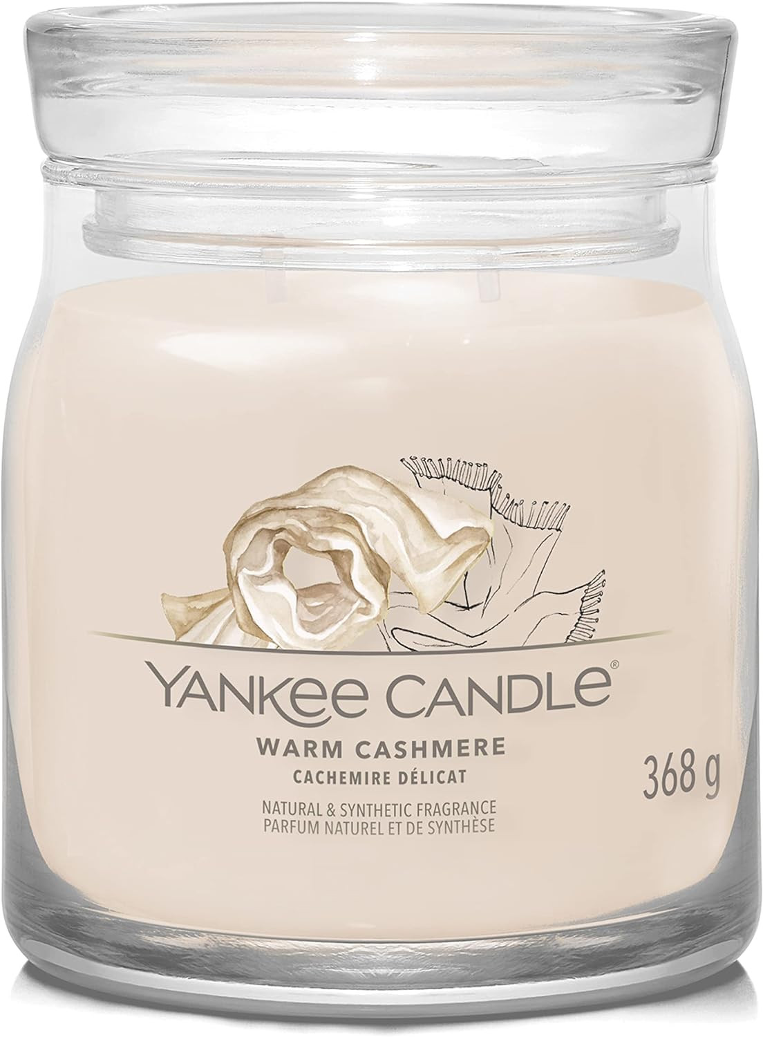 YANKEE CANDLE JAR WARM CASHMERE 368G Candela profumata Yankee Candle Warm Cashmere in giara media Signature (368 g) con doppio stoppino e blend di cera premium. Profumo caldo e legnoso...