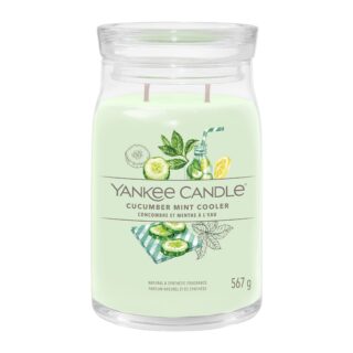 Candela profumata Yankee Candle Signature Large Jar da 567 g con fragranza fresca agrumata (cetriolo e mentuccia) e doppio stoppino in cotone. Durata...