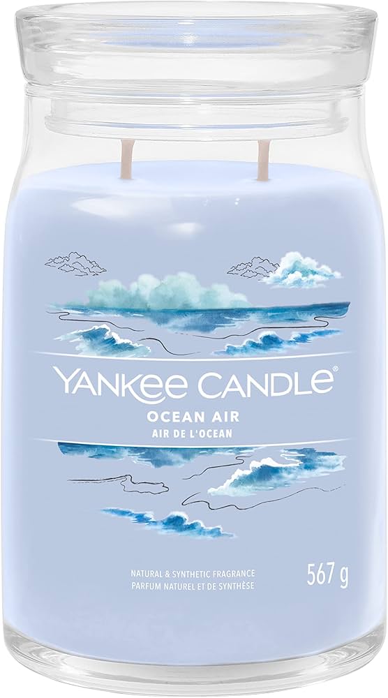 YANKEE CANDLE JAR OCEAN AIR 567G Candela profumata Yankee Candle versione Signature Large da 567 g con due stoppini. Fragranza Ocean Air: profumo marino fresco con note agrumate,...