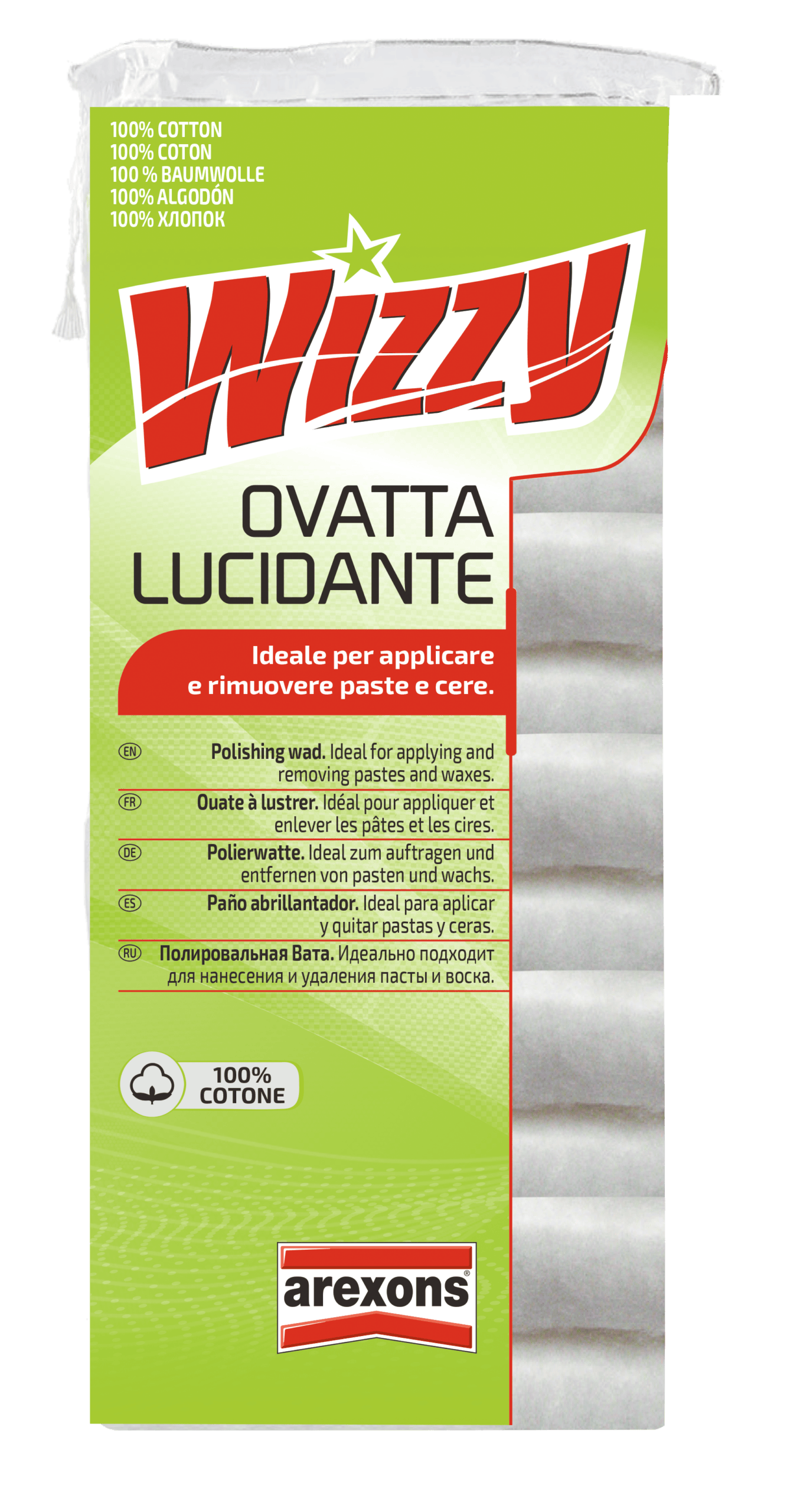 AREXONS SPA OVATTA LUCIDANTE GR.200 Fiocchi di ovatta in puro cotone per stesura e rimozione di paste lucidanti, cere e polish su carrozzeria, cromature e parti metalliche. Confezione...