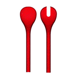 Set di posate da insalata in metacrilato Memento Synth: cucchiaio e forchetta color Mandarin. Riutilizzabile, idoneo al contatto con alimenti e...