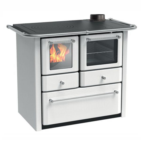 LINCAR CUCINA A LEGNA GAIA BIANCA Cucina a legna con focolare in ghisa, piastra in ghisa smaltata e forno a vista in acciaio inox; ideale per cucinare e riscaldare ambienti domestici...