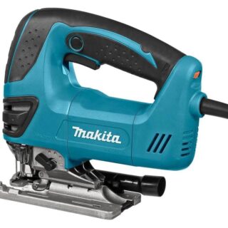 Seghetto alternativo elettrico Makita 4350FCTJ da 720 W con impugnatura top-handle, movimento pendolare regolabile e cambio lama senza attrezzi....