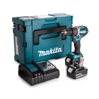 Trapano-avvitatore a percussione 18 V con motore brushless: compatto, resistente e fornito in kit con 2 batterie 5,0 Ah, caricabatterie e valigetta...