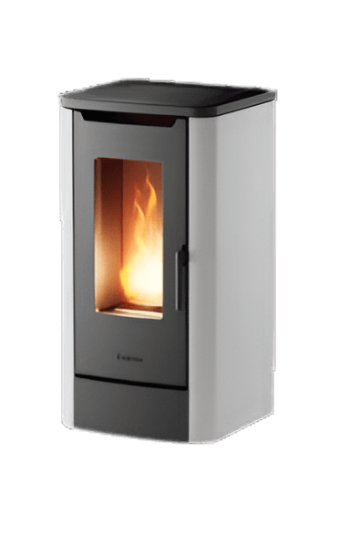 AICO SPA STUFA PELLET EASY 7 COL.BIANCO Stufa a pellet ventilata e canalizzabile da 3,1-6,6 kW con rivestimento bianco, top/porta/braciere in ghisa, Wi-Fi integrato e gestione remota...