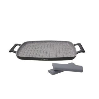 Piastra grill rettangolare Tognana Ambiziosa 37&times;28 cm in alluminio con rivestimento antiaderente a 4 strati effetto granito. Compatibile con tutti i...