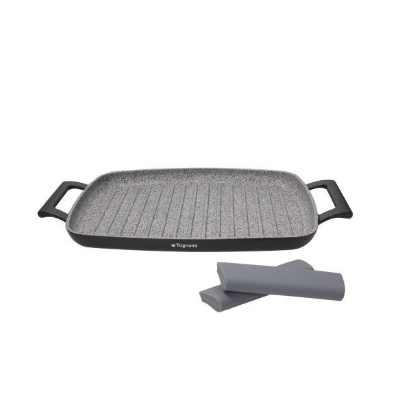 PIASTRA GRILL RETTANGOLARE 37X28 CM Piastra grill rettangolare Tognana Ambiziosa 37×28 cm in alluminio con rivestimento antiaderente a 4 strati effetto granito. Compatibile con tutti i...