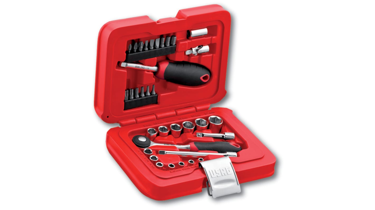 STANLEY BLACK & DECKER ITALIA SRL KIT UTENSILI 601 1/4 JS 34 Cassetta modulare USAG con 34 pezzi per avvitatura: bussole, inserti e cricchetto 1/4". Contenitore compatto progettato per l'officina e per il...