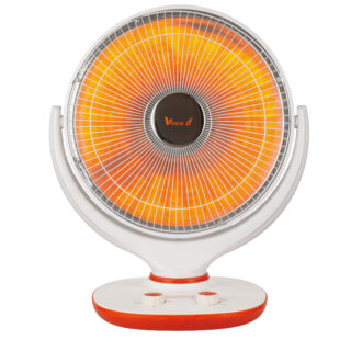 Stufa elettrica a parabola compatta con elemento in fibra di carbonio, due livelli di potenza (400/1000 W) e oscillazione automatica per...